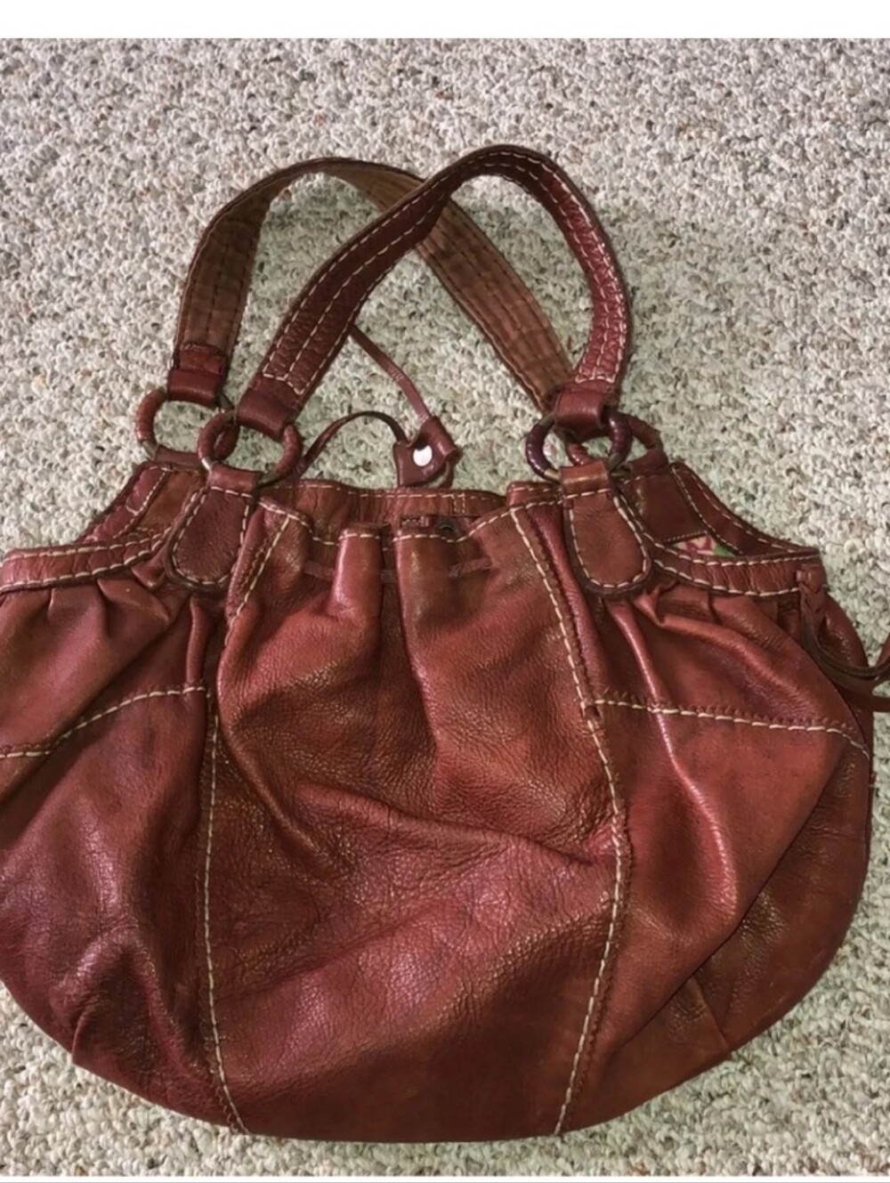Women's Brown  Leather Shoulder Bag - Classic Gathered Design